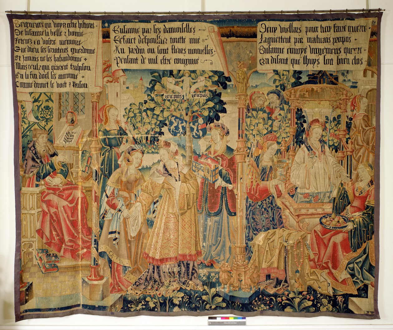 Benigne de Cirey og Susanna Bathing, venstre panel fra historien om Susanna af French School