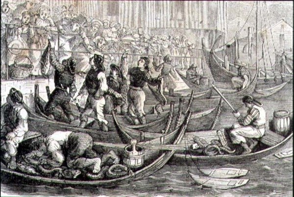 Fiskemarkedet i Bergen i 1860
