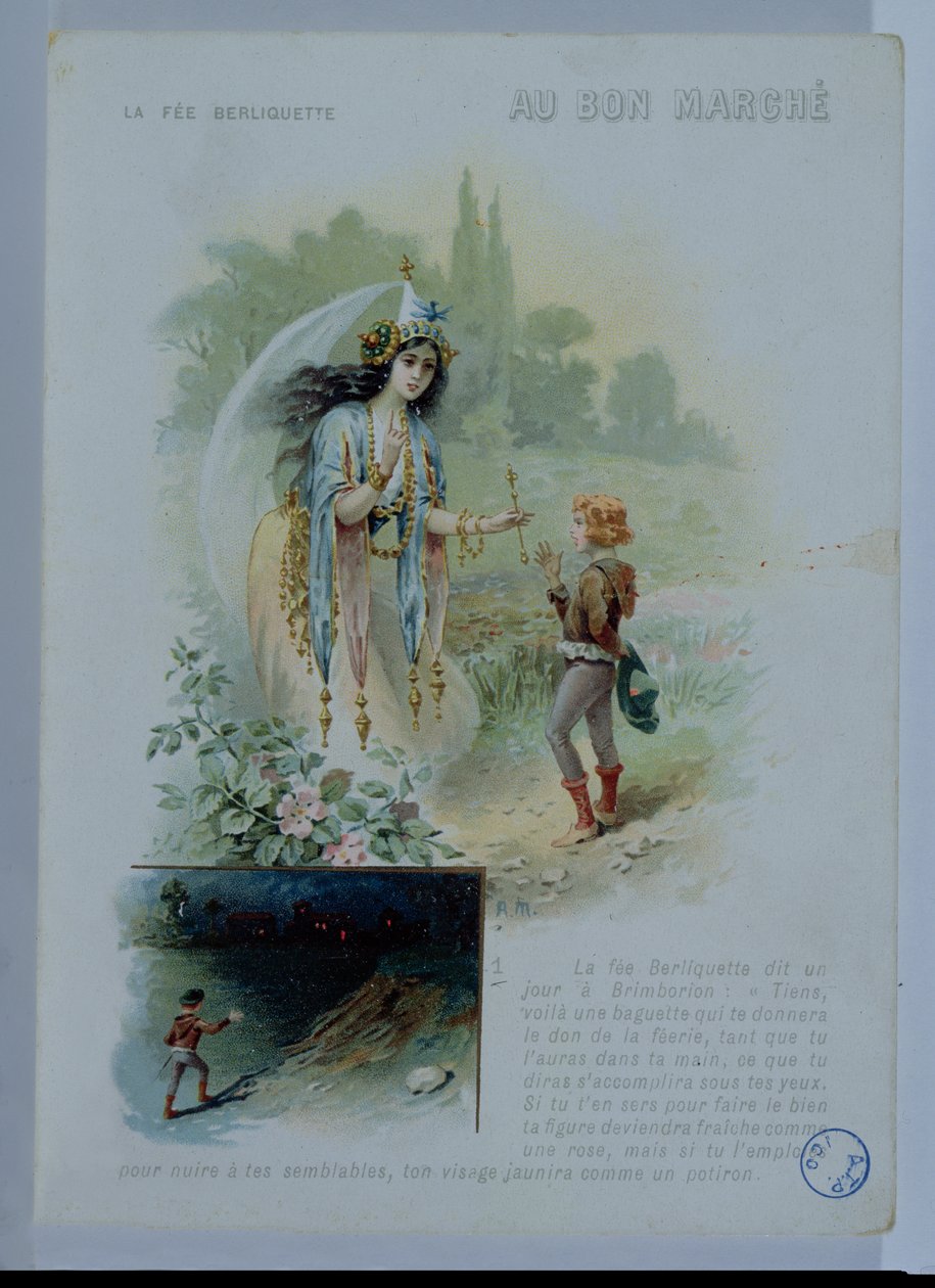 Feen Berliquette, annonce for Le Bon Marche, ca. 1900 af French School