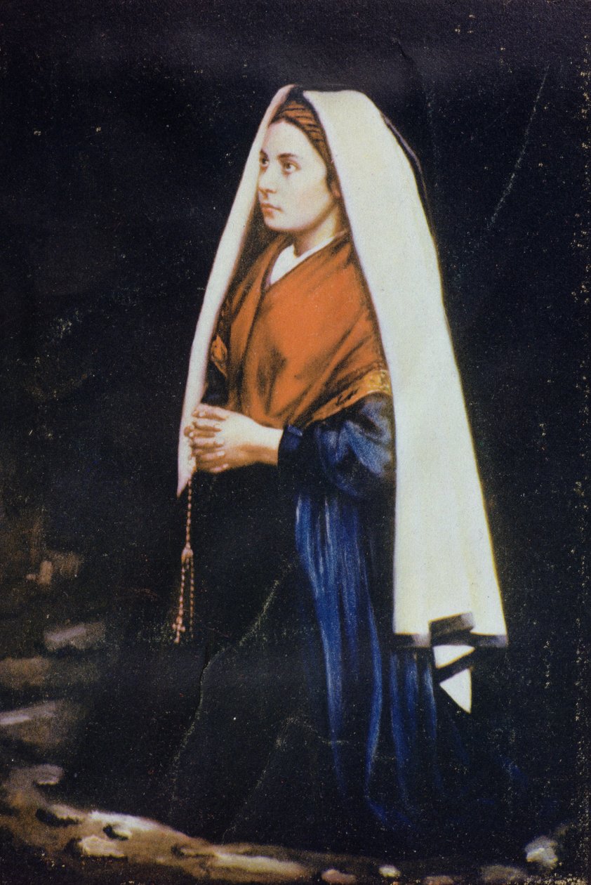 Bernadette Soubirous, fra et maleri fra det sene 19. århundrede (tonet foto monteret på kort) af French School
