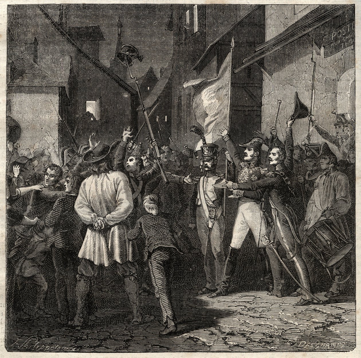 Bertons Conspiracy 1822 - General Jean Baptiste Breton (Jean-Baptiste) dit Berton (1769-1822) etablerede en foreløbig regering i Thouars i 1822 - af French School