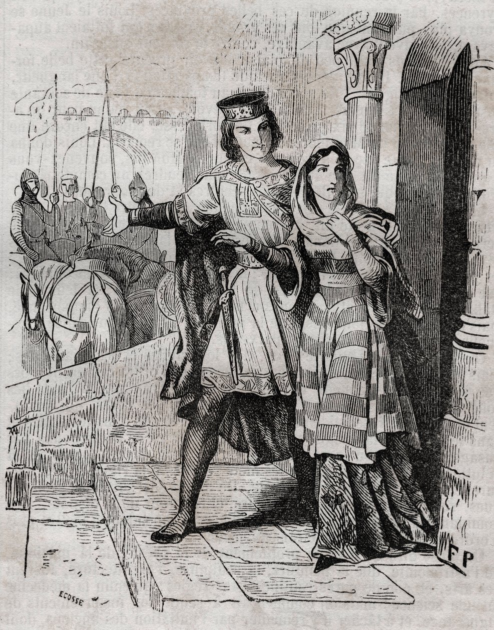 Bertrade af Montfort (1070-1117) Dronning af Frankrig med Filip I, konge af Frankrig - - i "Histoire de France"" af Anquetil. 19. århundrede. af French School