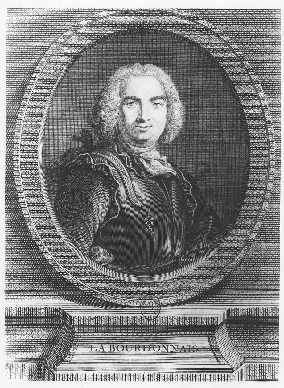 Bertrand François Mahé, greve af La Bourdonnais (stik) af French School