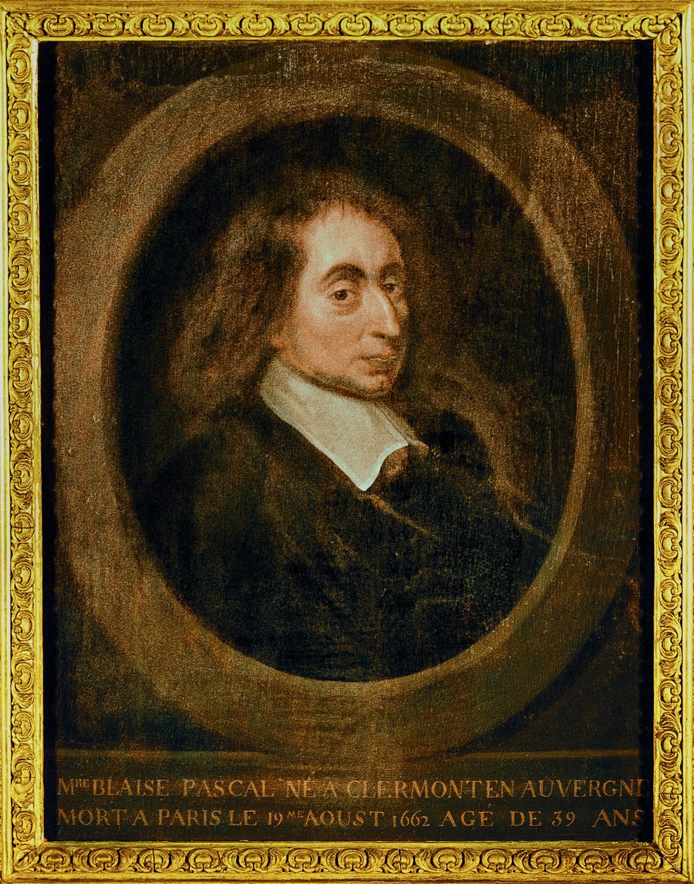 Blaise Pascal ... (olie på lærred) af French School