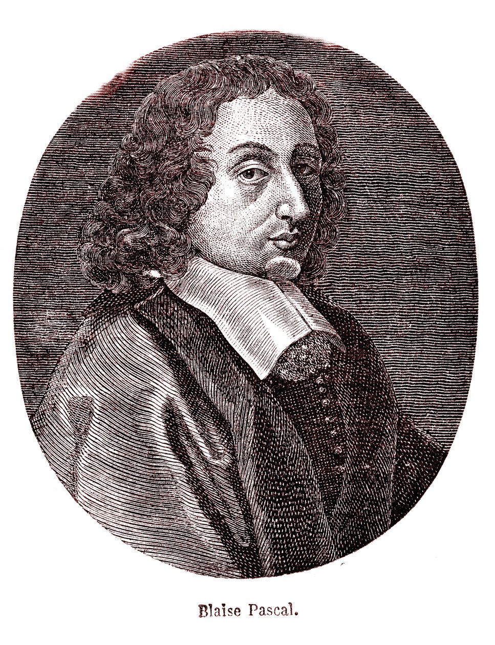 Blaise Pascal, fransk matematiker, filosof, fysiker og teolog. 1865 (gravering) af French School
