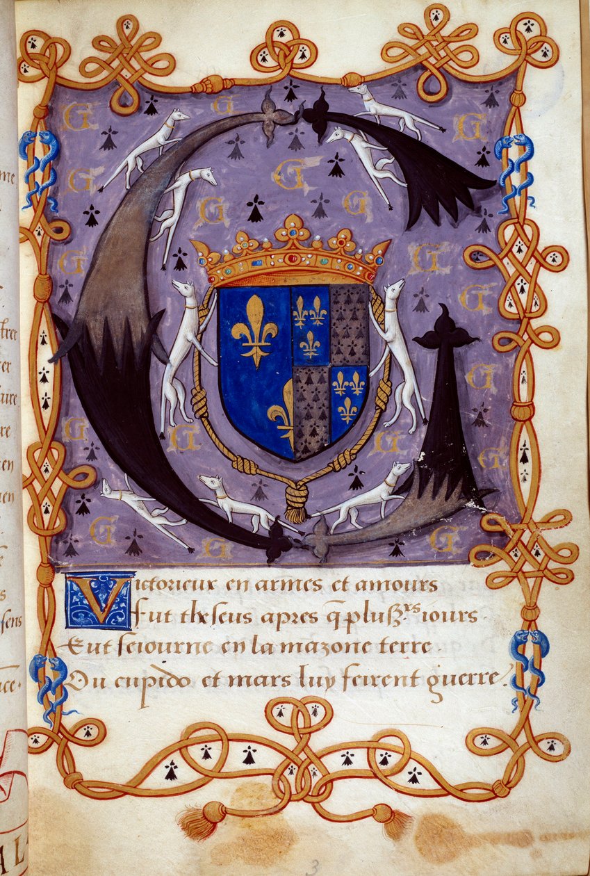 Blazon af Dronning Claude af Frankrig (1499-1524), kone til Francois I. Miniature fra et manuskript fra det 16. århundrede. Chantilly, Conde Museum af French School