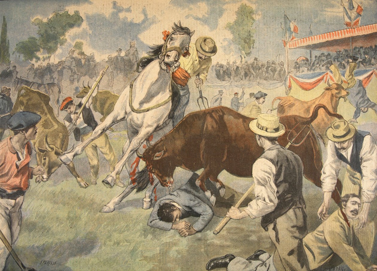 Blodig ulykke i Arles, illustration fra Le Petit Journal: Supplement illustre, 1898 af French School