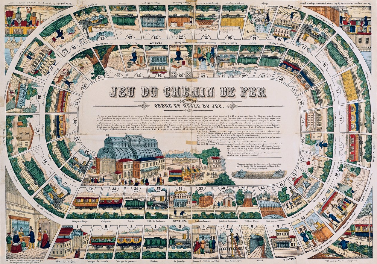 Bræt til et jernbanespil, 1850 af French School