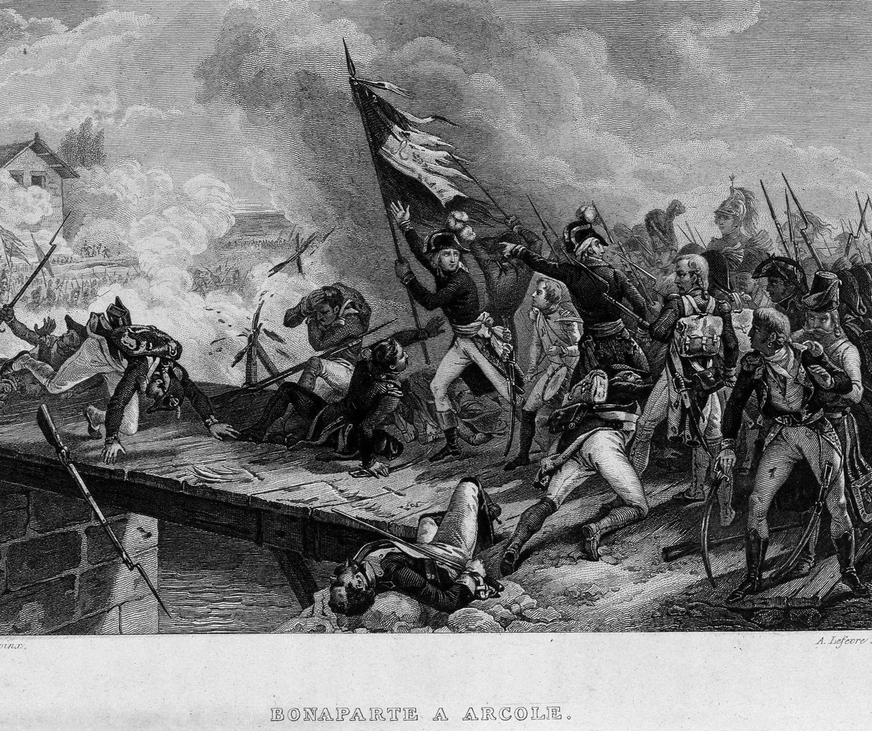 Bonaparte in Arcole - i "" Revolution francaise"" af Thiers. 19. århundrede af French School