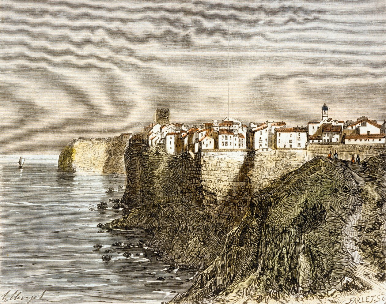Bonifacio, Corsica (farvegravering) af French School