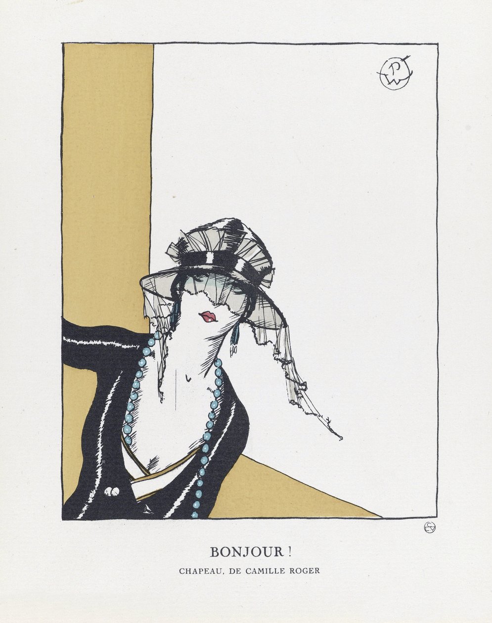 Bonjour, pub. 1921 (stenciltryk) af French School
