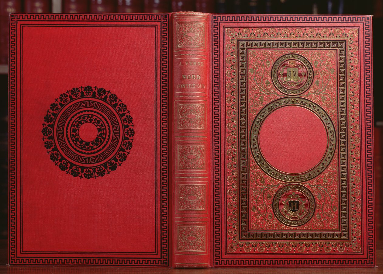 Bogomslag af North Against South af Jules Verne (1828-1905) (læder) af French School
