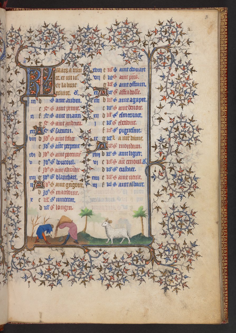 Timebog, Tilføj MS 32454 f.3r, Frankrig af French School