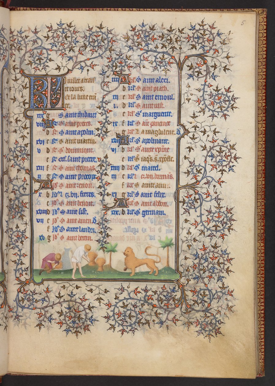 Timebog, Tilføj MS 32454 f.5r, Frankrig af French School