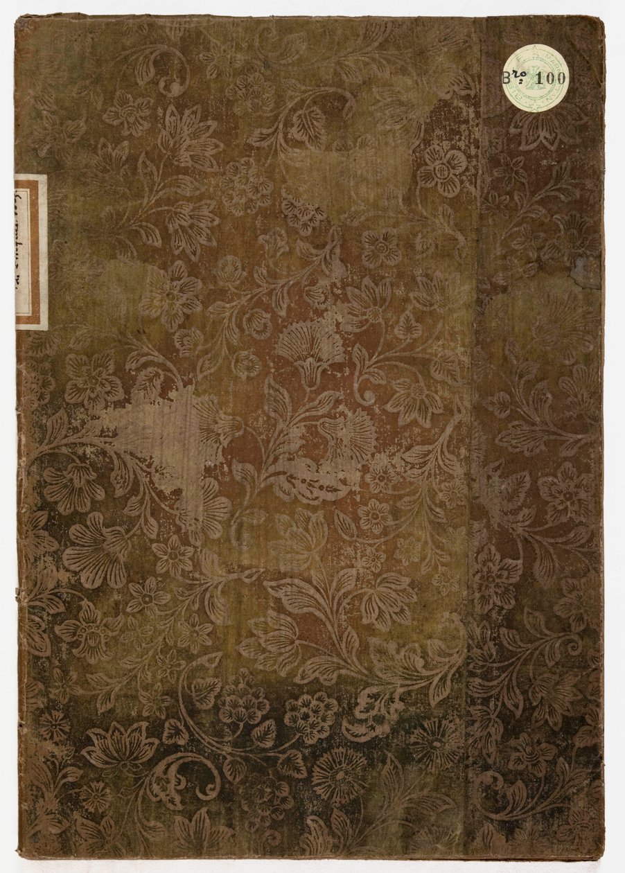 Bog om etikette for det hertuglige palads i Lucca, Lucca, 1805 (broderet tekstil og papir) af French School