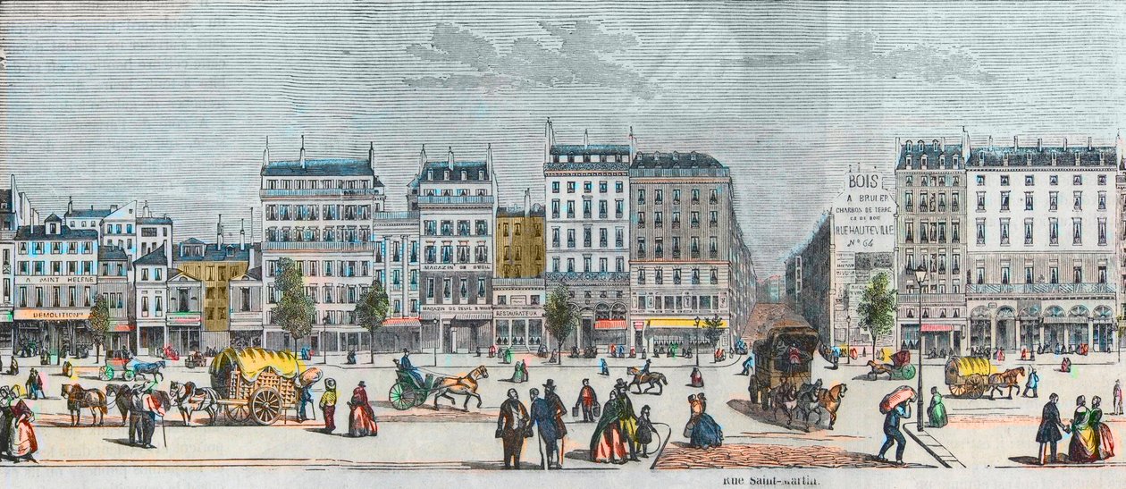 Boulevard Saint-Denis sydside - Rue Saint Martin - Indgravering i "Tableau-de-Paris" af Edmond Texier 1852 af French School