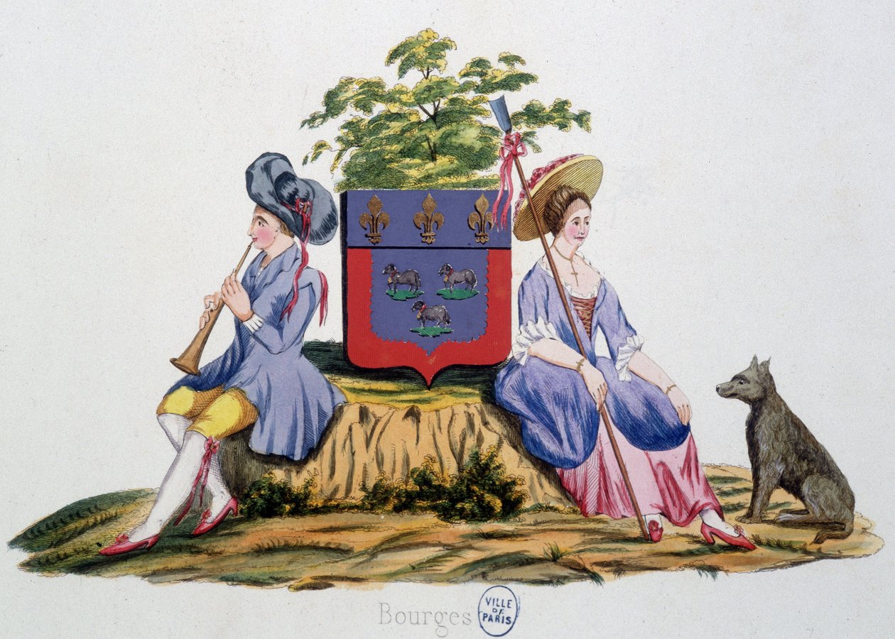 Bourges Blazon - i "" The Armorial of France" af H Traversier, Paris af French School