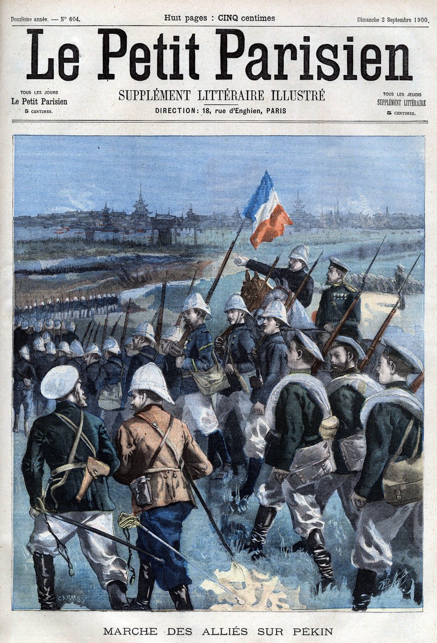 Boxer Rebellion De allierede rykker mod Peking - i "Le petit Parisien"" af French School
