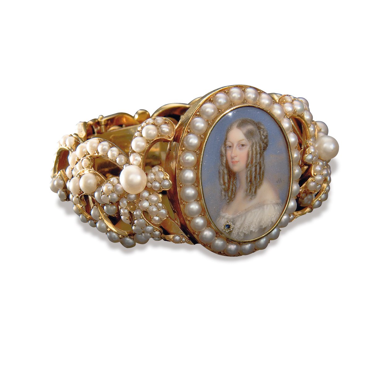 Armbånd med en miniature af Victoire, hertuginde af Nemours af French School