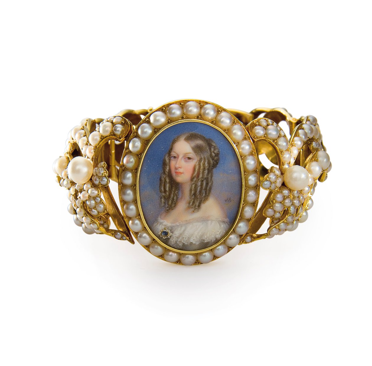 Armbånd med en miniature af Victoire, hertuginde af Nemours af French School