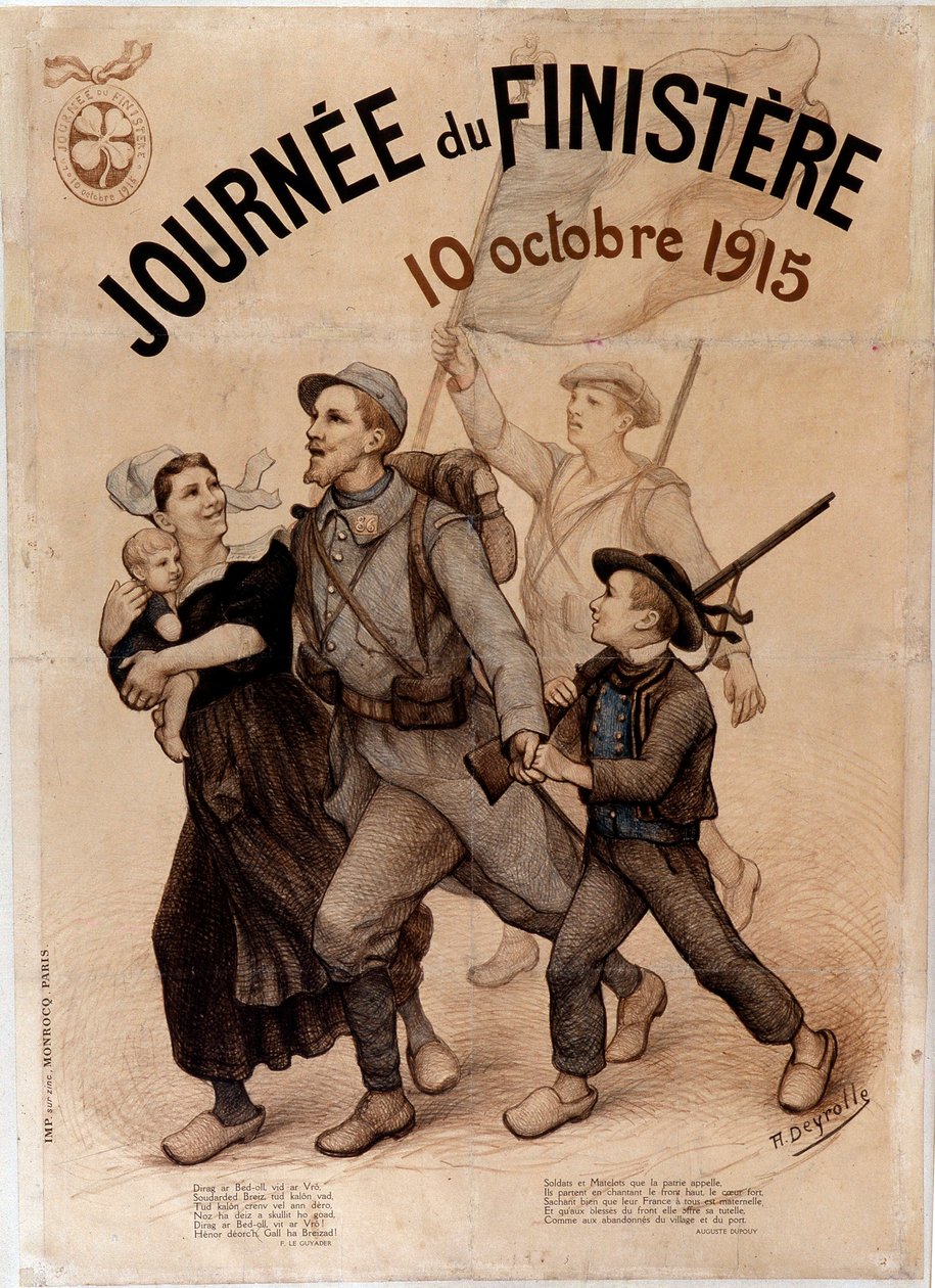 Bretonsk soldat og hans familie - Plakat til "Finistere Day", 10. oktober af French School