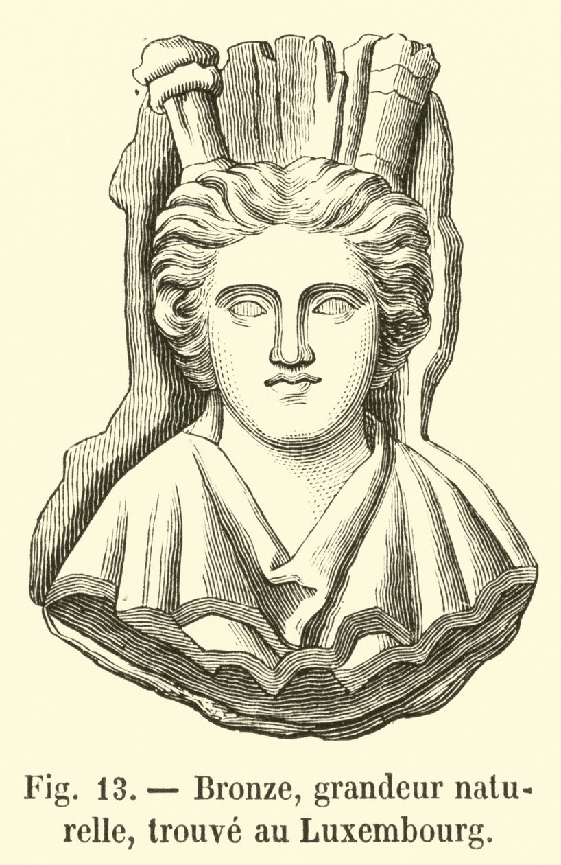 Bronze, naturlig størrelse, fundet i Luxembourg (gravering) af French School