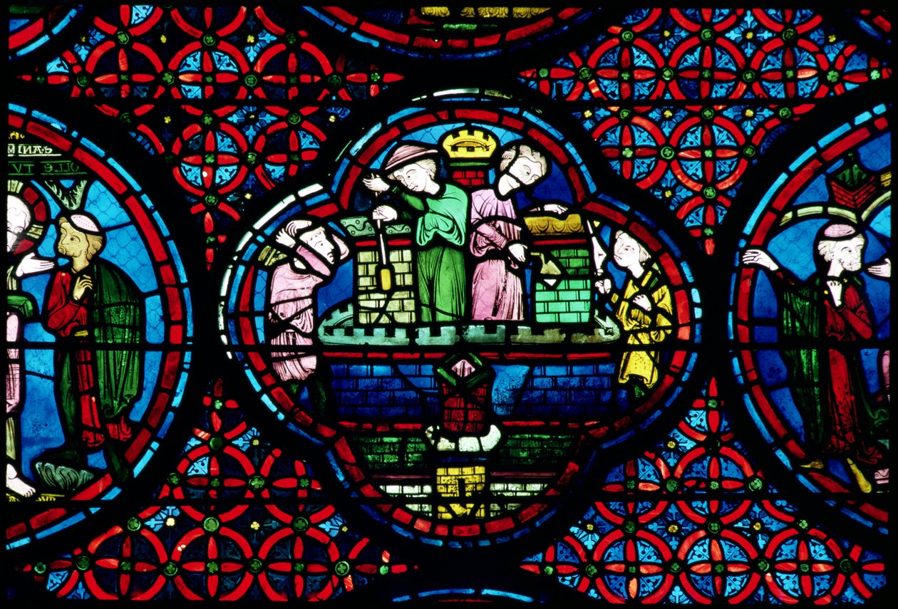 Bygherrer i arbejde, 1200-tallet af French School