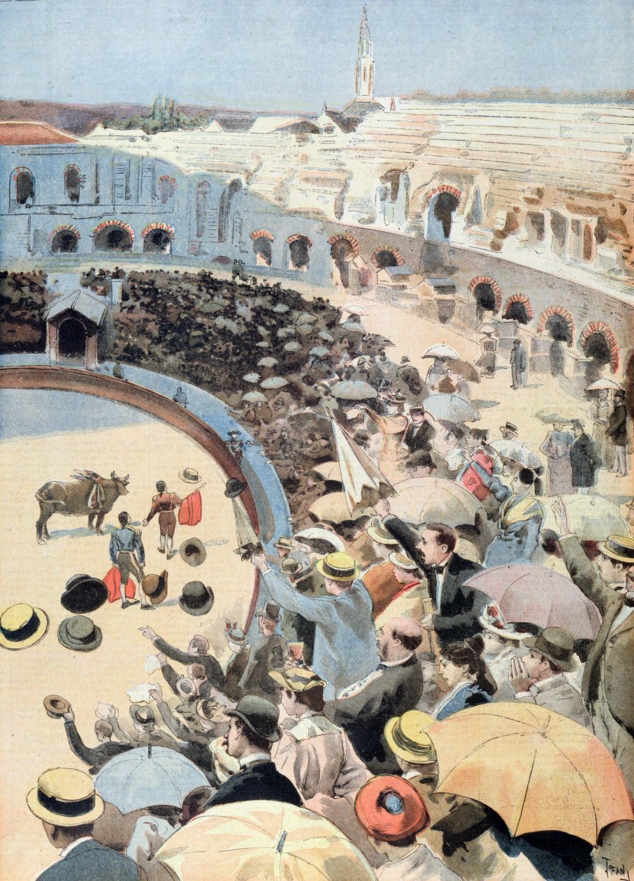 Tyrefægtning i Nimes, illustration fra Le Petit Journal, 1894 af French School