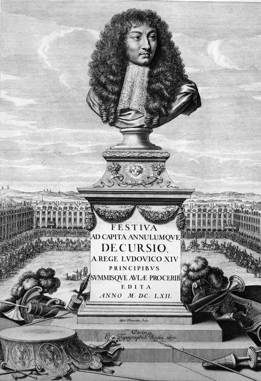 Buste af Ludvig XIV den Store (1638-1715) - i "" Festiva ad Capita Cancellumque Decursio, A Rege Louis XIV... "", C. Perrault, Paris Imprimerie Royale af French School