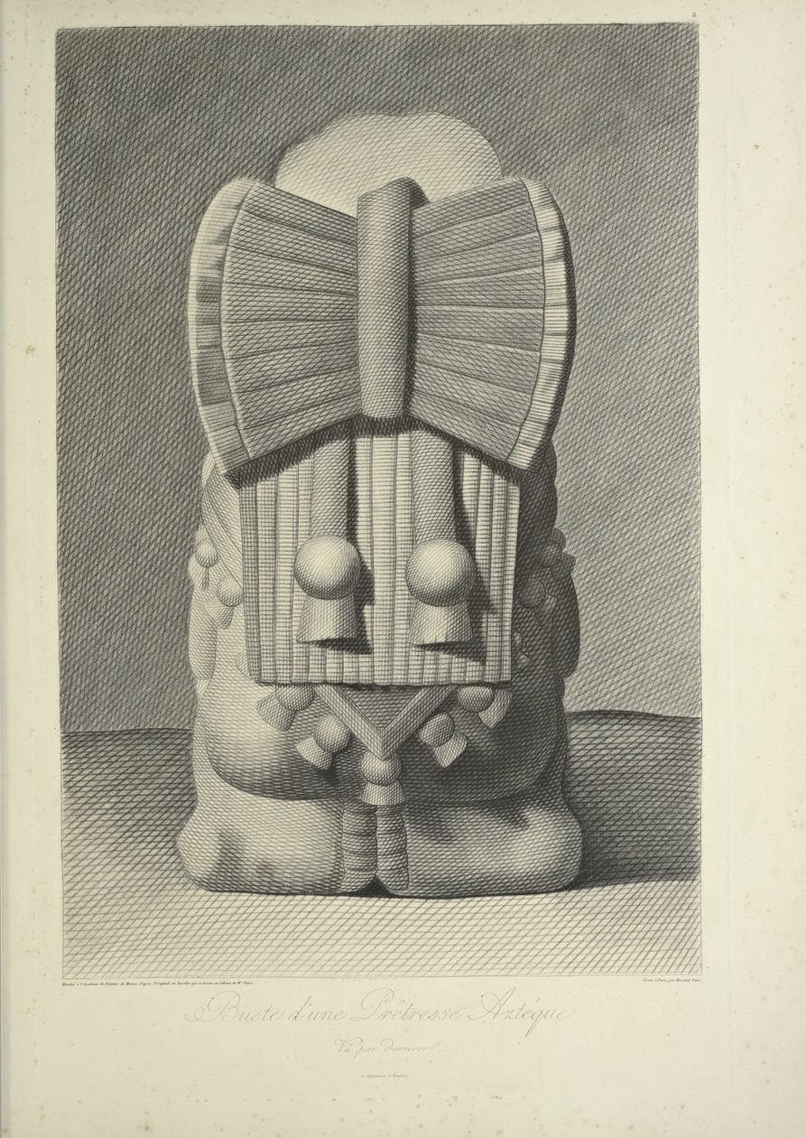 Buste af en aztekisk præstinde, illustration fra 
