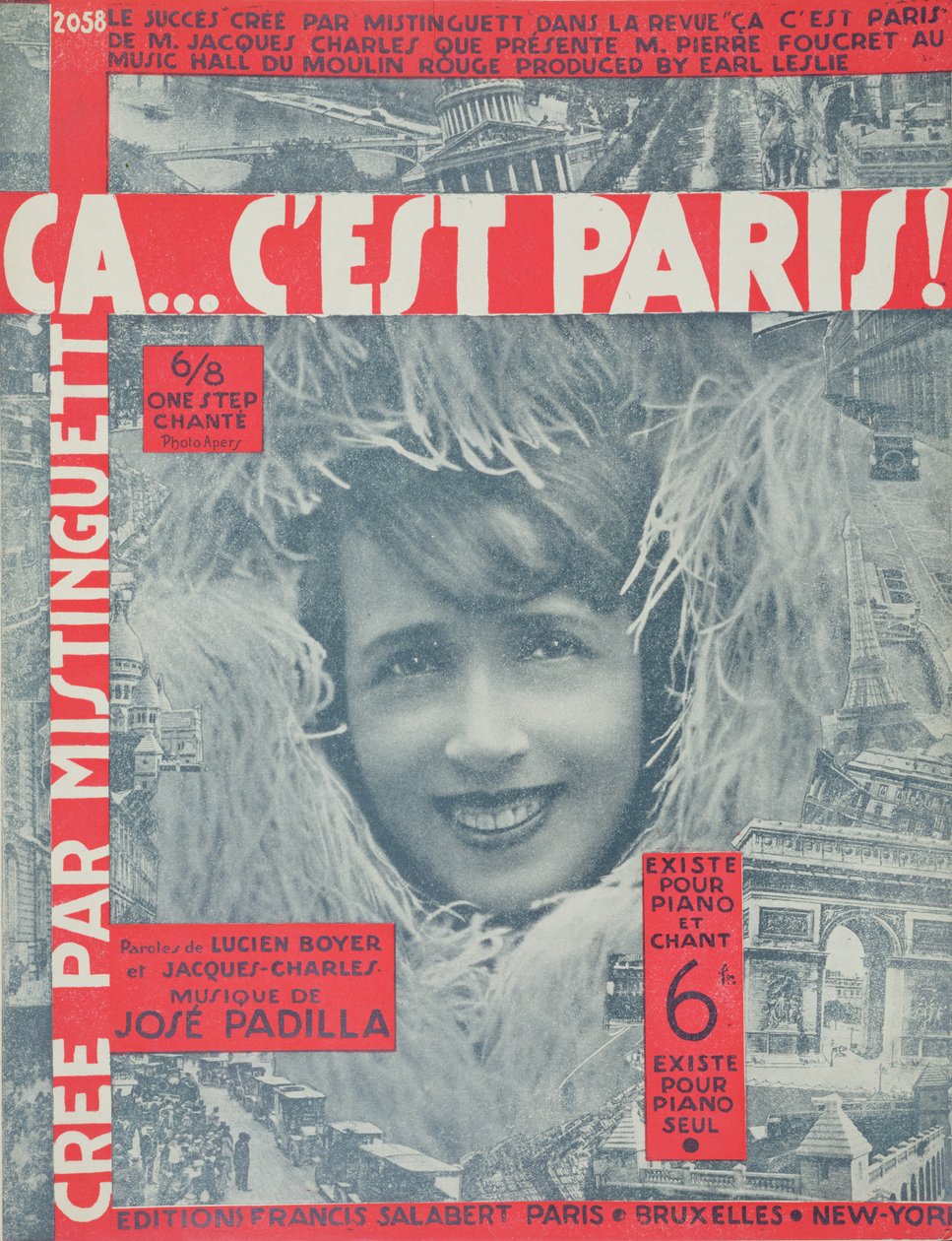 Ca...Cest Paris, cover af Score of Song af Mistinguett, udgivet af Editions Salabert i Paris, 1926 af French School