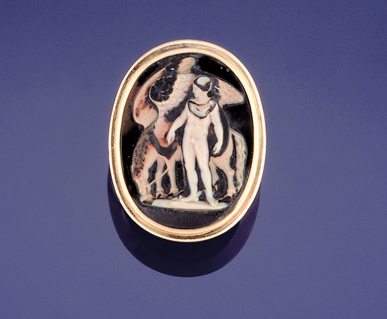 Cameoring med Bellerophon, der leder Pegasus til vandet af French School