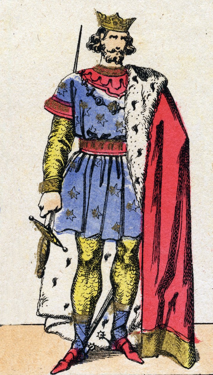 Capetian Dynasty: Portræt af Ludvig VIII kaldet Løven (1187-1226), Frankernes konge fra 1223 til 1226. Epinal billeddannelse fra slutningen af det 19. århundrede. Privat samling. af French School