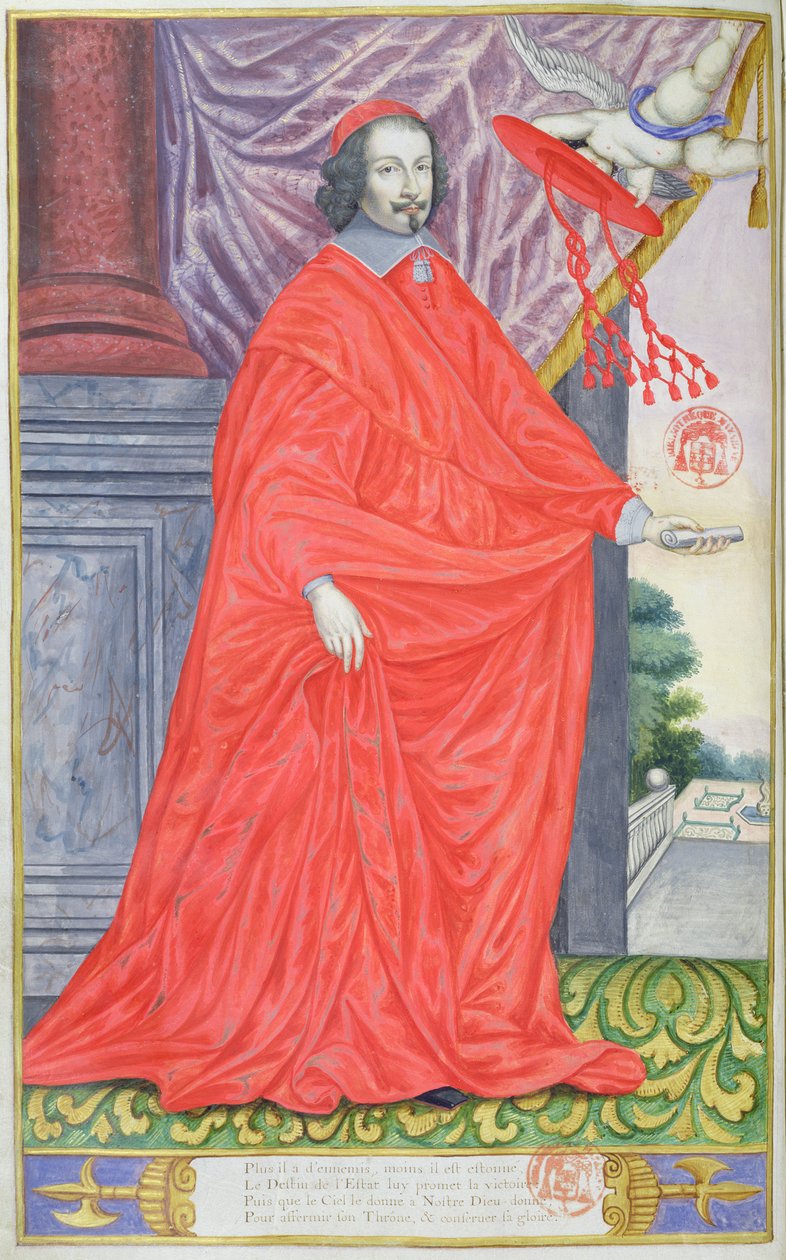 Kardinal Mazarin, illustration fra The Panegyrics of the Illustrious Men of Our Century af Puget de la Serre, 1655 af French School