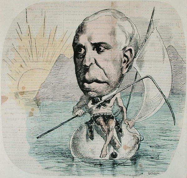 Karikatur af Auguste Nelaton (1807-73) 1869 (farvet gravering) af French School