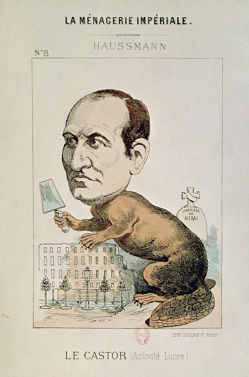 Karikatur af baron Georges Eugene Haussmann (1809-91) som en bæver, fra 