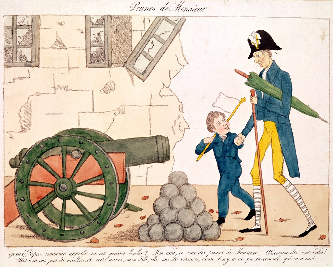 Karikatur af Charles X (1757-1836) og Henri (1820-83) Duc de Bordeaux, 25. juli 1830 af French School
