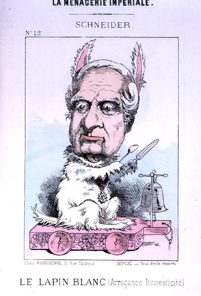 Karikatur af Eugene Schneider (1805-75) før 1870 (farve litho) af French School