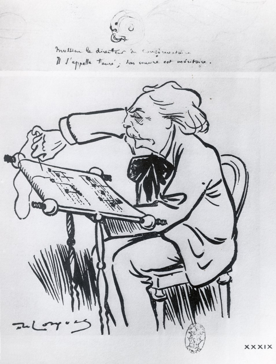 Karikatur af Gabriel Faure (1845-1924) af French School