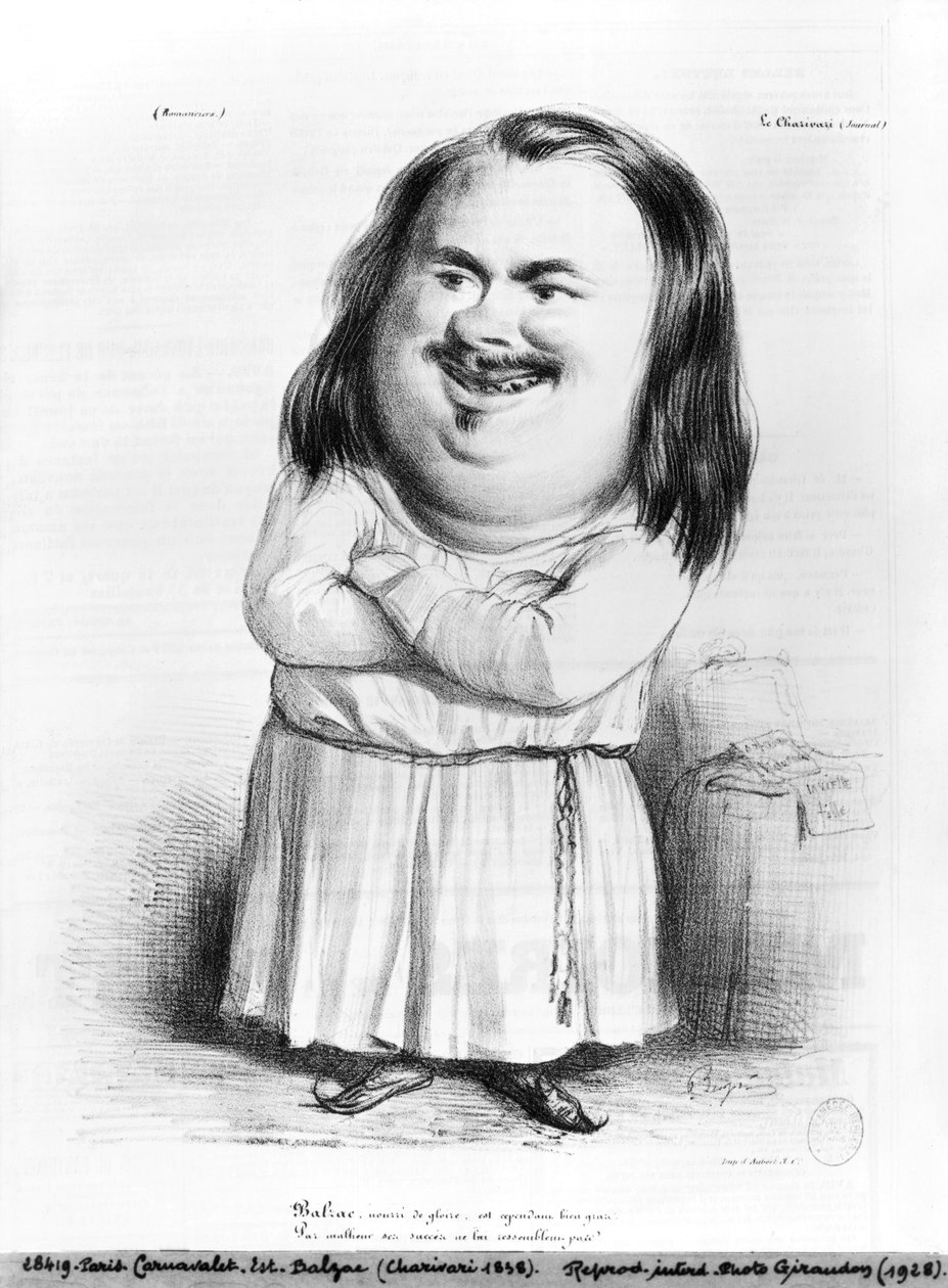 Karikatur af Honore de Balzac (1799-1850) illustration fra 