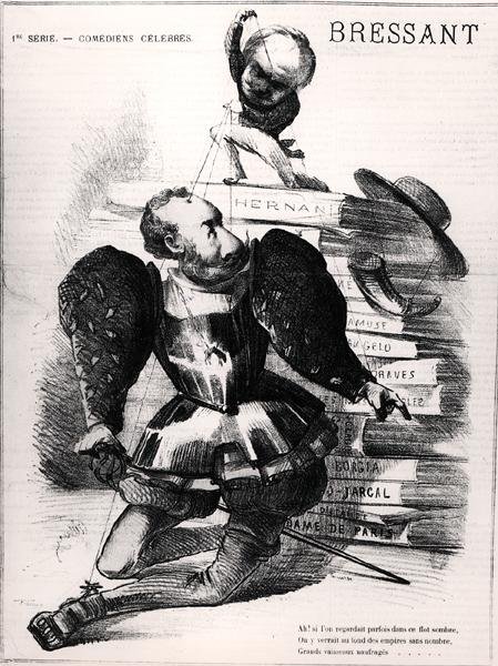 Karikatur af Jean Baptiste Francois Bressant (1815-86) som Don Carlos i 