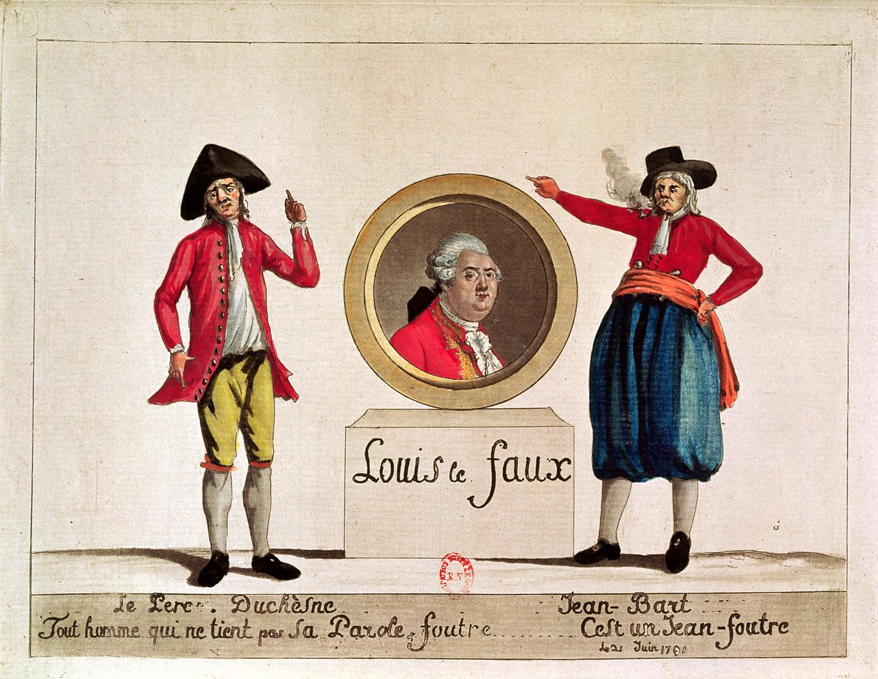 Karikatur af Louis XVI, Louis le Faux, fra Le Pere Duchesne, juni 1791 af French School