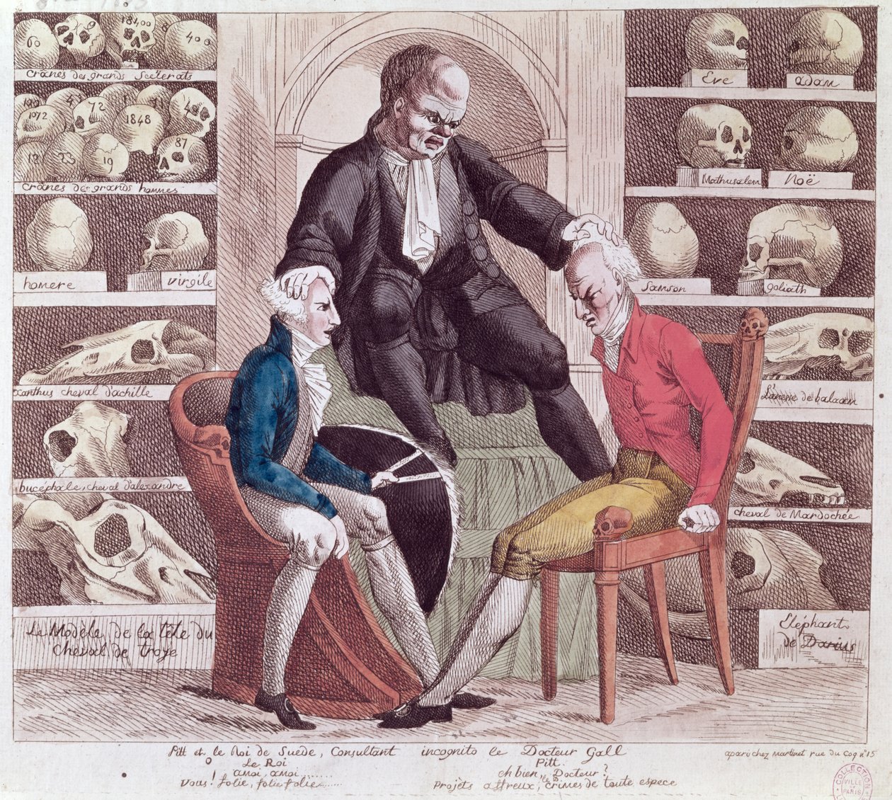 Karikatur af William Pitt den Yngre (1759-1806) og Gustav IV Adolf (1778-1837) Besøger Sr. Franz Joseph Gall (1758-1828) 1806 af French School