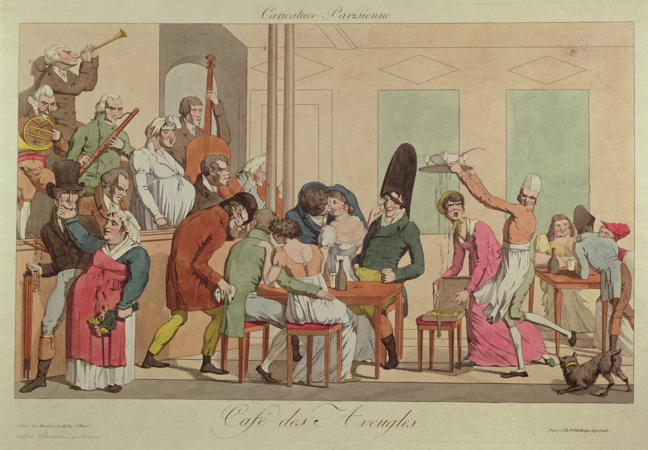 Karikatur af Cafe des Aveugles, ca. 1800 af French School