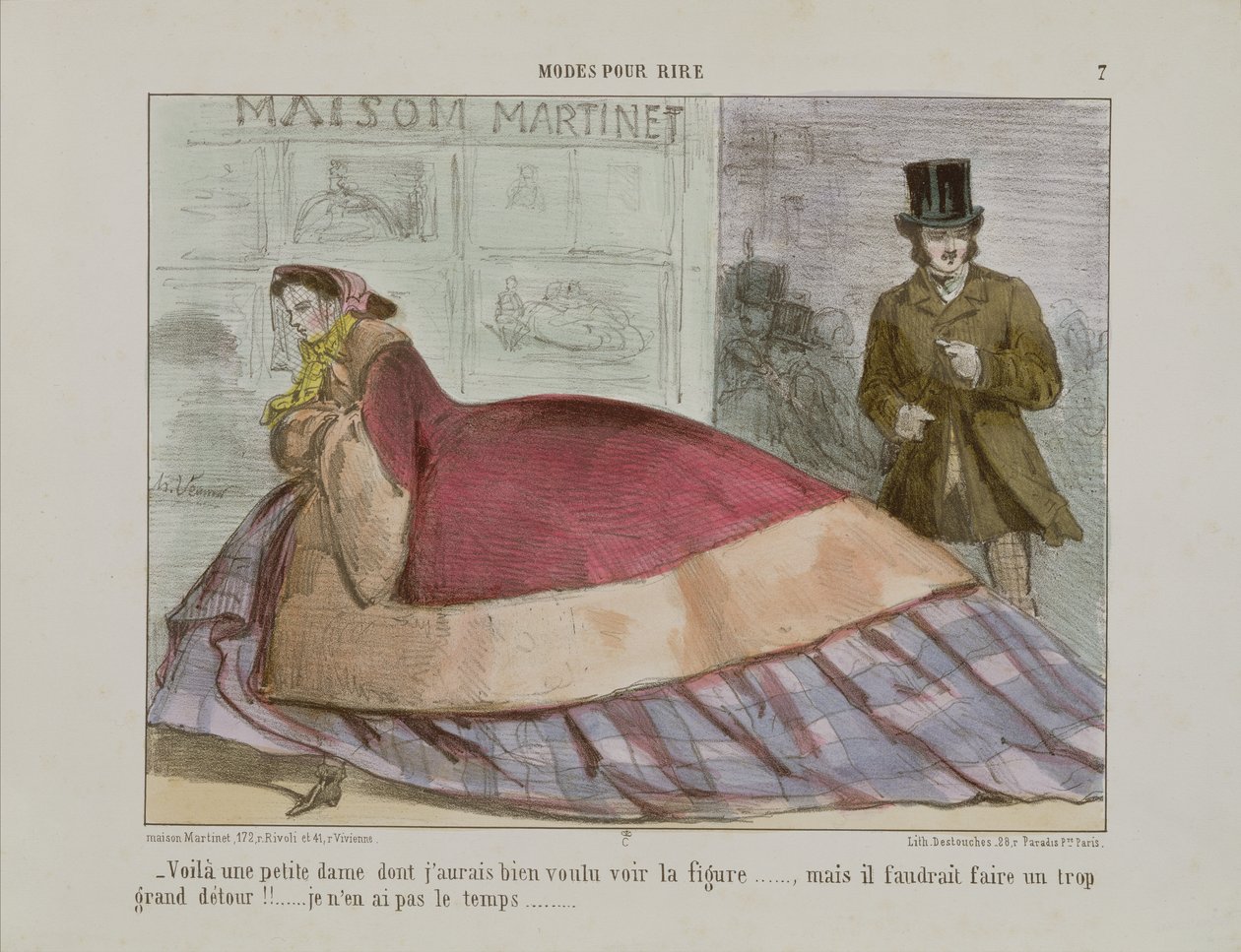 Karikatur af crinoline, fra Modes Pour Rire af French School