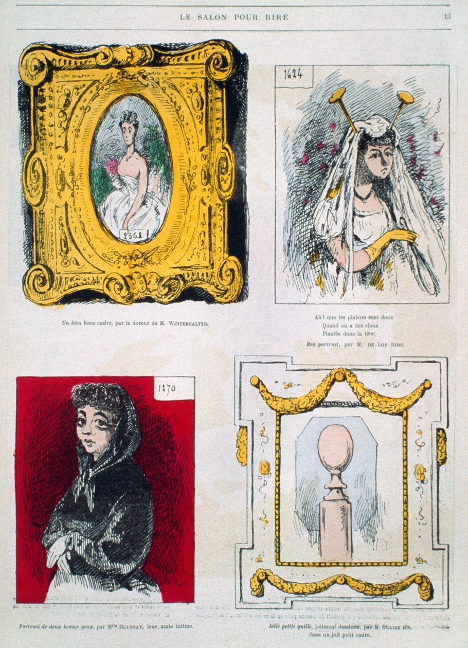 Karikaturer af malere, Franz Xavier Winterhalter, Glaize Fils, illustration fra Le Salon pour Rire af French School
