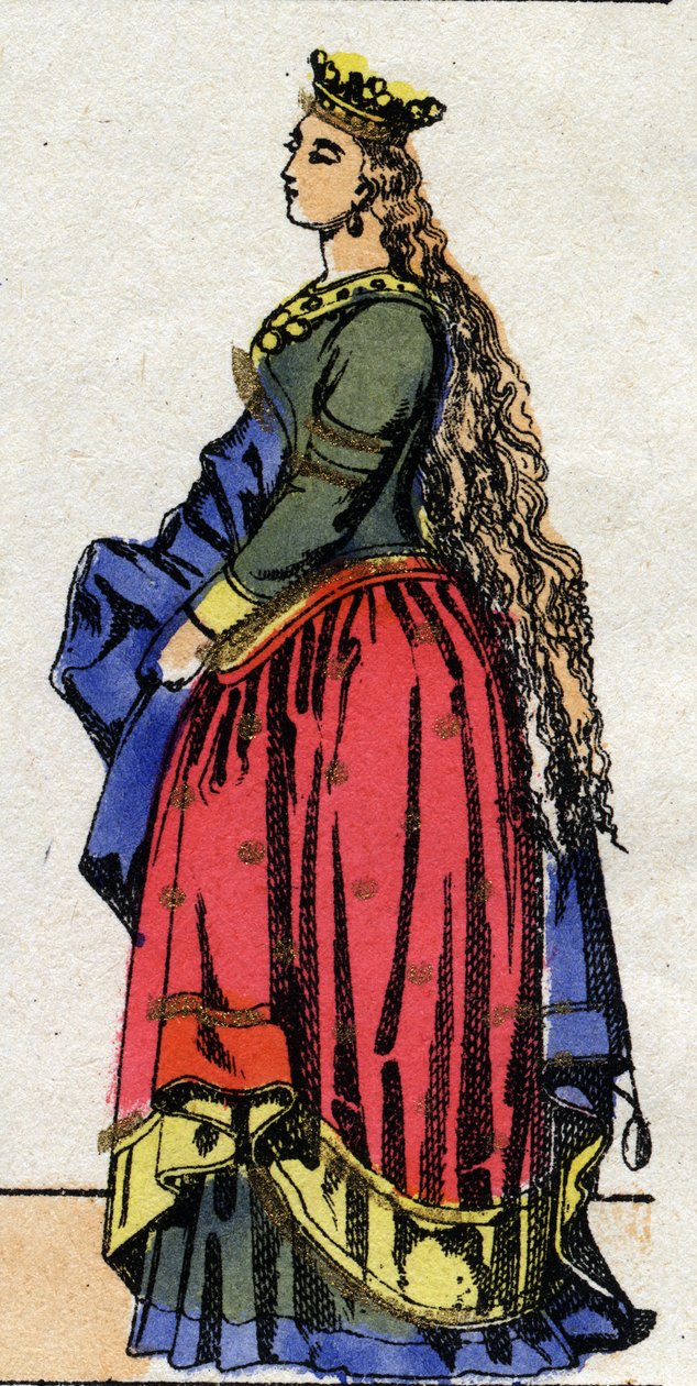 Karolingiske dynasti: Portræt af Judith af Baviere (805-843) Dronning af Francs-konen af Ludvig 1. kaldte den fromme eller "" Debonnaire"" (778-840). Epinal billeddannelse fra slutningen af det 19. århundrede. Privat samling. af French School