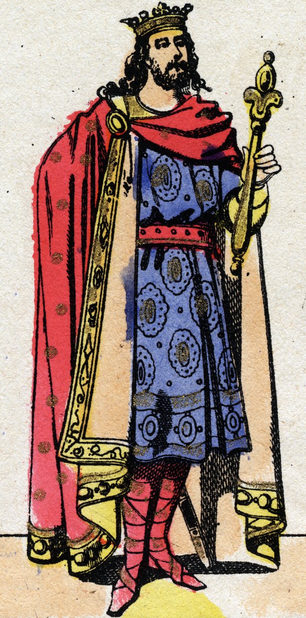 Karolingisk dynasti: Portræt af Karl III sagde den simple (879-929) konge af frankerne fra 898 til 922. Epinal billeddannelse fra slutningen af det 19. århundrede. Privat samling. af French School
