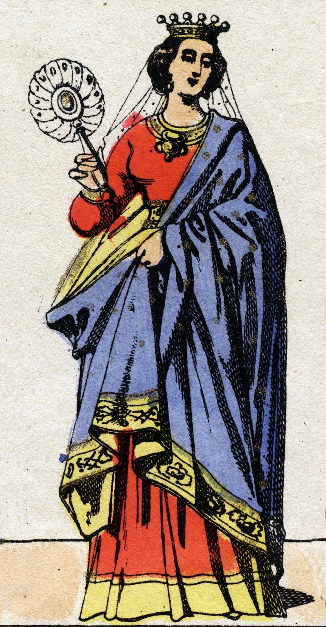 Karolingisk dynasti: Portræt af Edwige af Wessex (Edgiva, Otgiva, Ogive, ca. 903-951) dronningen af francs kone af Charles III kaldet den simple (879-929). Epinal billeddannelse fra slutningen af det 19. århundrede. Privat samling. af French School