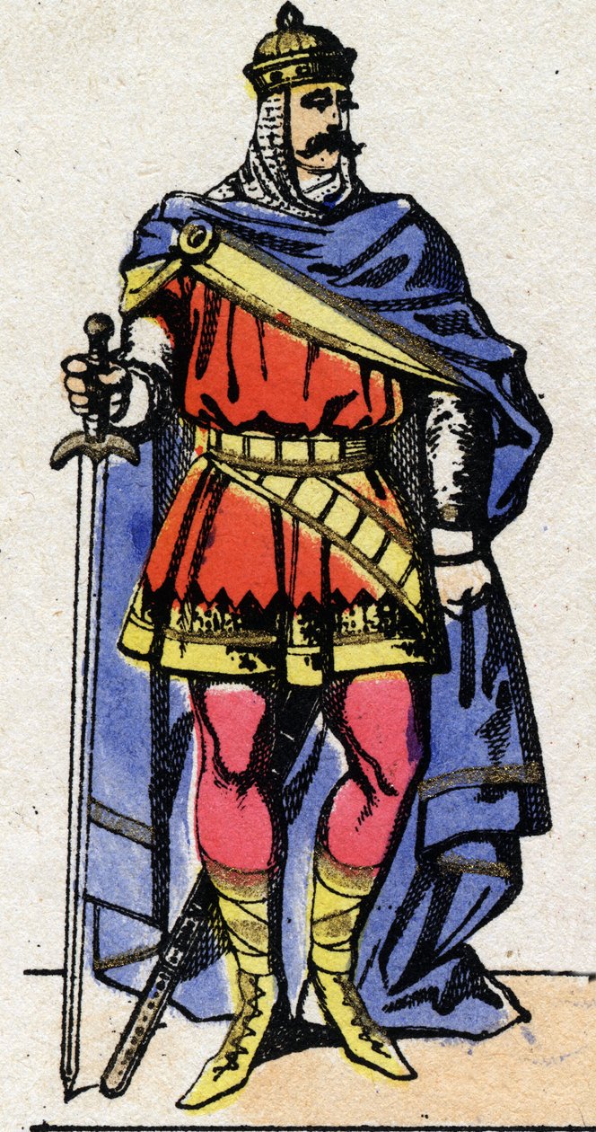 Karolingisk dynasti: Portræt af Eudes eller Odon (v. 860-898) Frankernes konge fra 888 til 898. Epinal billeddannelse fra slutningen af det 19. århundrede. Privat samling. af French School